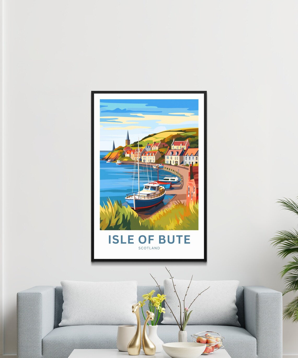 Isle Of Bute Scotland Harbor Boats Personalized Travel Poster - Image 3