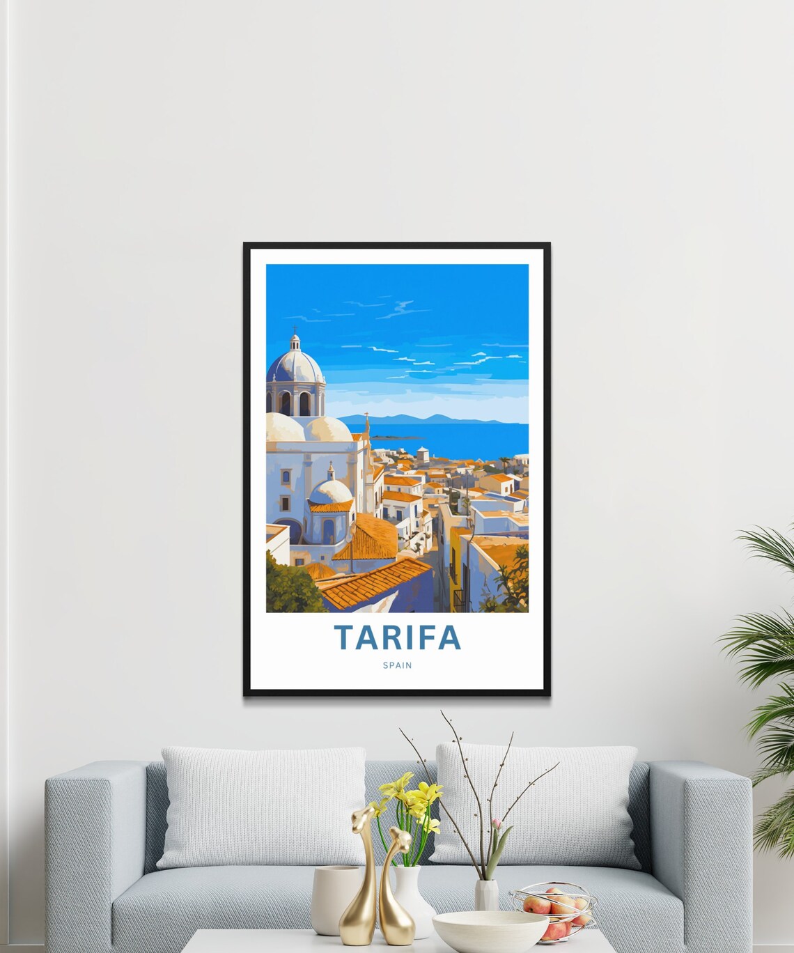 Sunny Tarifa Spain Coastal Old Town Seaview Art Travel Poster - Image 3