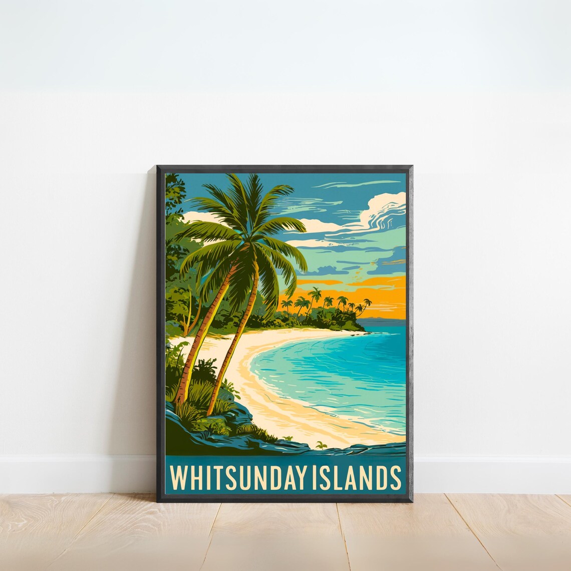 Whitsunday Islands Australia Vintage Tropical Beach Sunset Poster