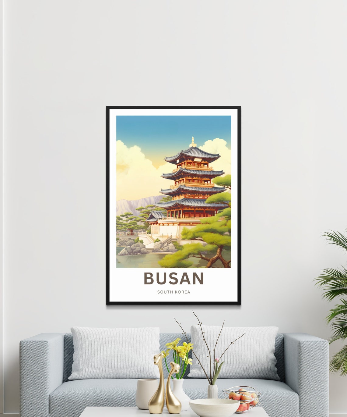 Personalized Busan South Korea White Pagoda Temple Travel Poster - Image 3