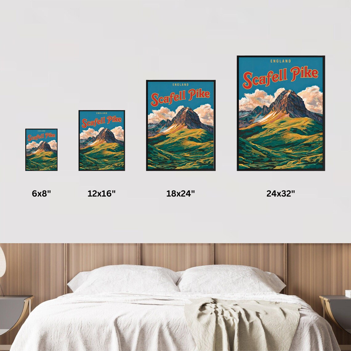 Scafell Pike England Mountain Peak Clouds Vintage Travel Poster - Image 2