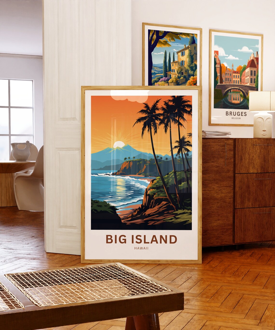 Big Island Hawaii Sunset Palm Silhouette Coast Travel Poster - Image 5