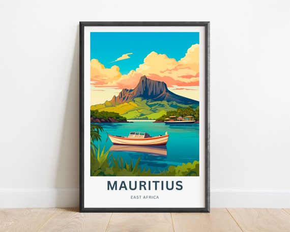 Mauritius Travel Print Mauritius Poster Africa Wall Art Framed Present Gift Africa Present