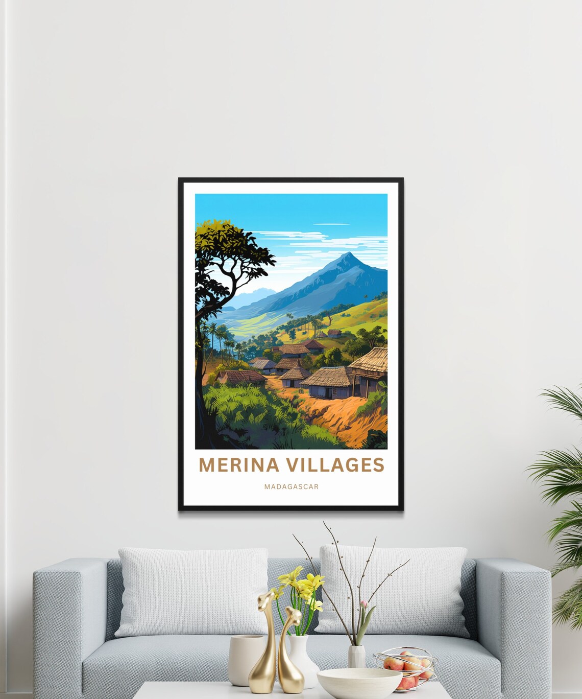 Merina Villages Madagascar Highland Village Mountain Travel Poster - Image 3