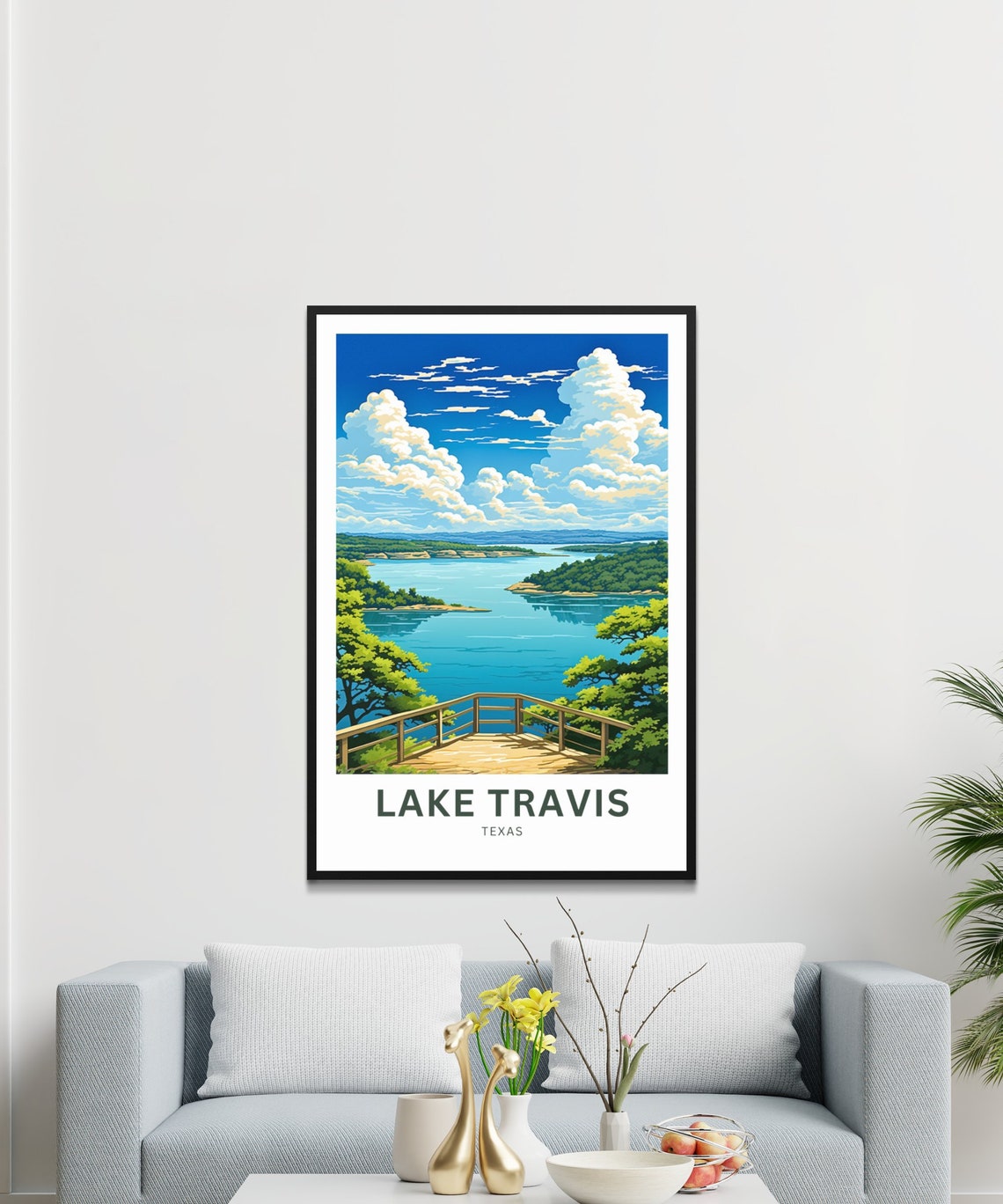 Lake Travis Texas Sunny Lakeside Overlook Scenic Travel Poster - Image 3