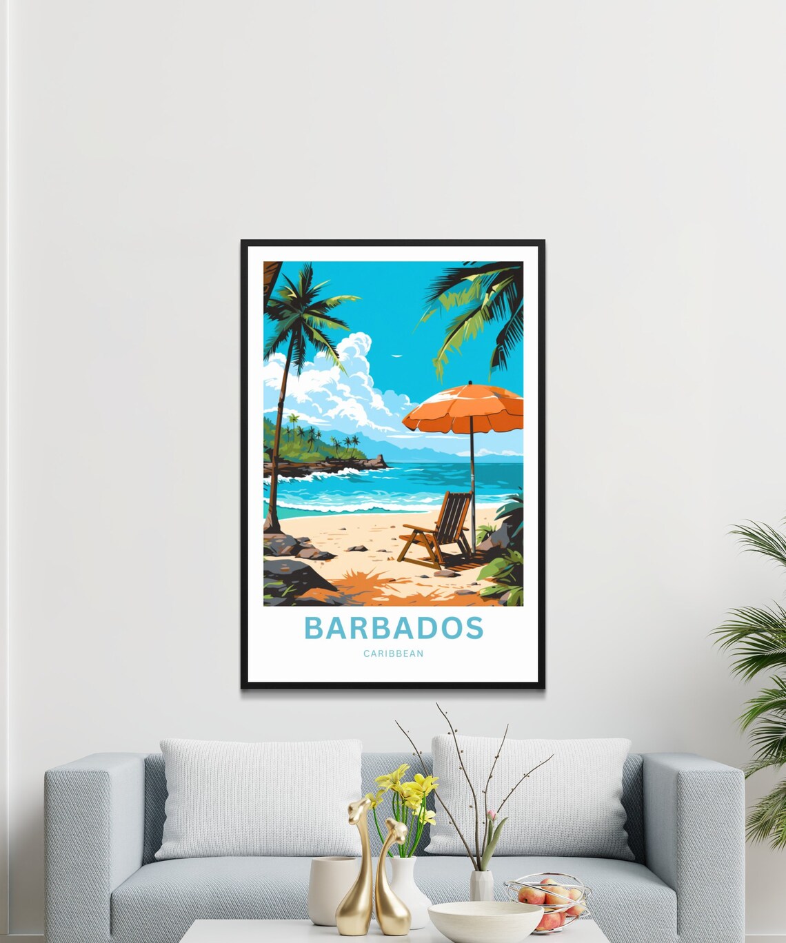 Barbados Caribbean Beach Umbrella Ocean Escape Travel Poster - Image 3