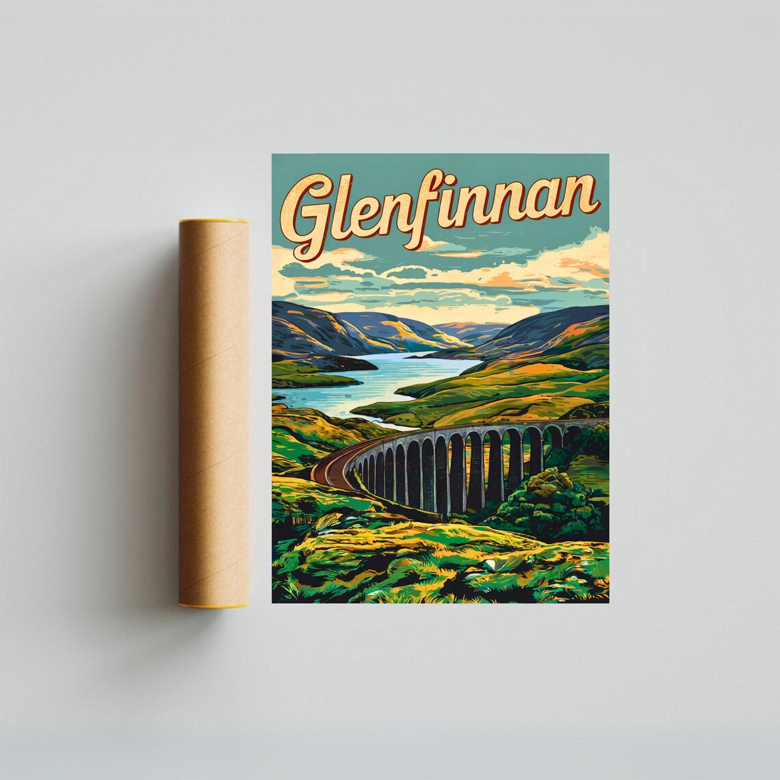 Glenfinnan Viaduct Scottish Highlands Railway Vintage Travel Poster - Image 3