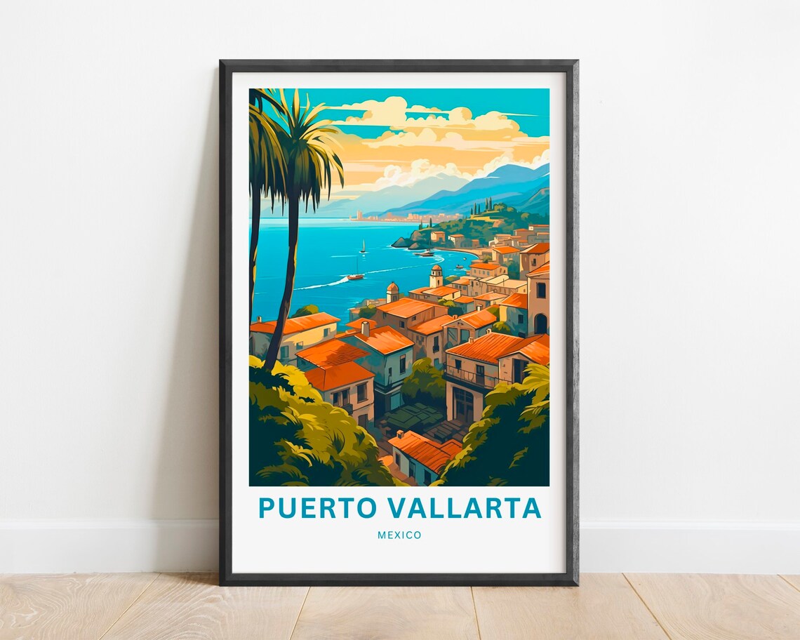 Personalized Puerto Vallarta Mexico Sunset Coastline Travel Poster