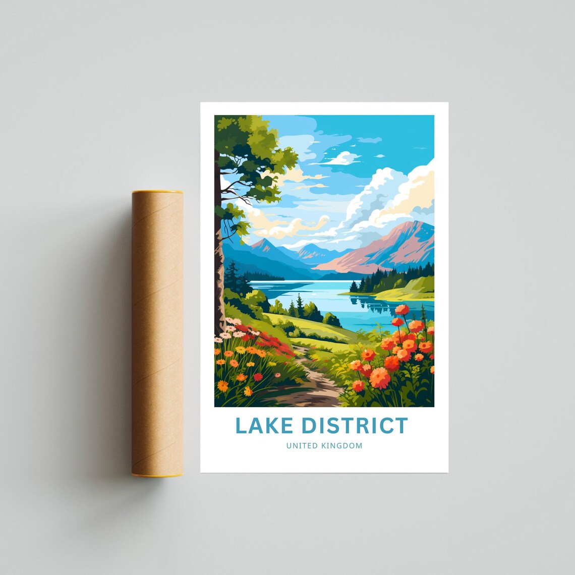 Lake District United Kingdom Lake Mountain Wildflower Poster - Image 4