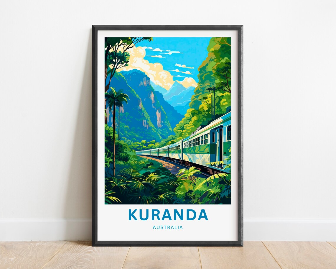Kuranda Australia Rainforest Train Vintage Travel Poster Gorge Gift