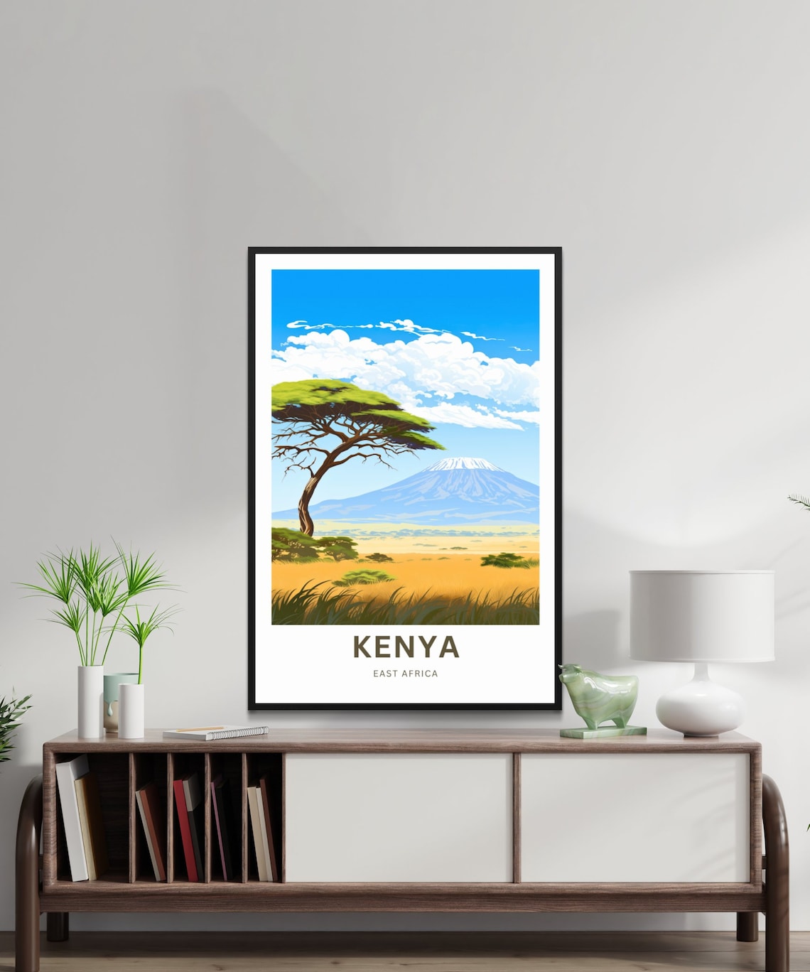 Kenya East Africa Windswept Acacia Snow Mountain Savanna Poster - Image 2