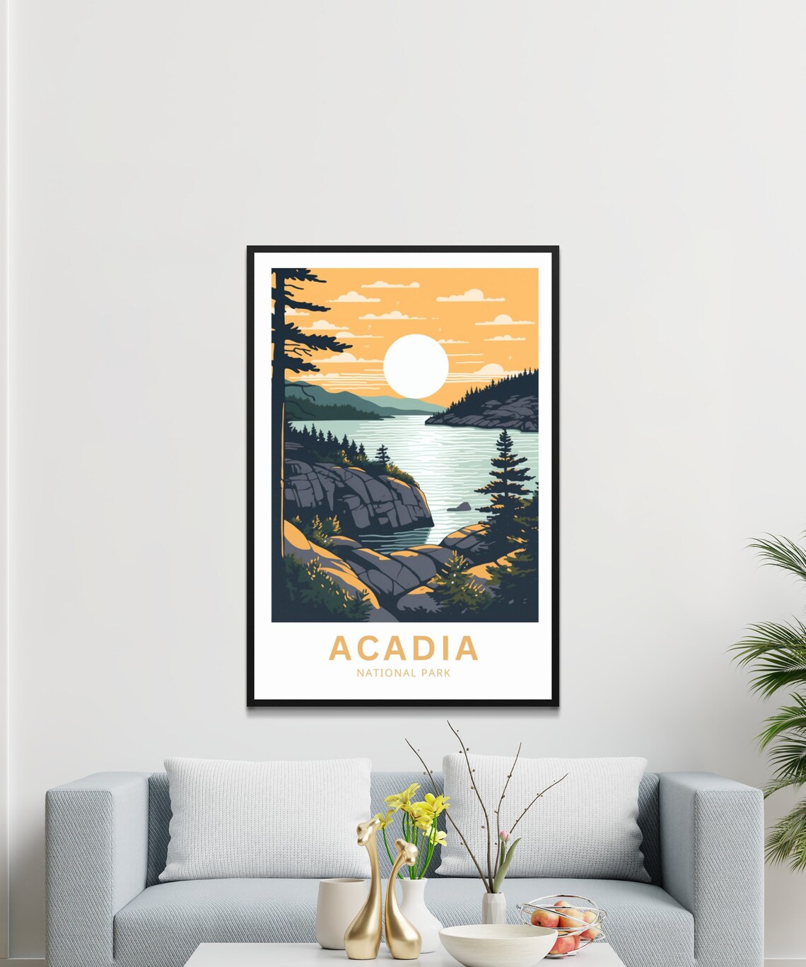 Acadia National Park Maine Sunset Rocky Coast Pine Forest Poster - Image 5