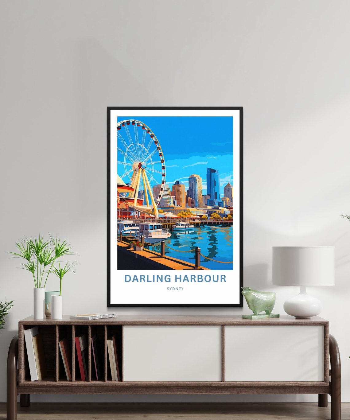 Personalized Darling Harbour Sydney Waterfront Ferris Wheel Poster - Image 2