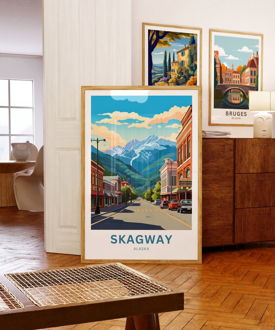 Skagway Alaska Historic Downtown Snow Peaks Road View Poster - Image 5