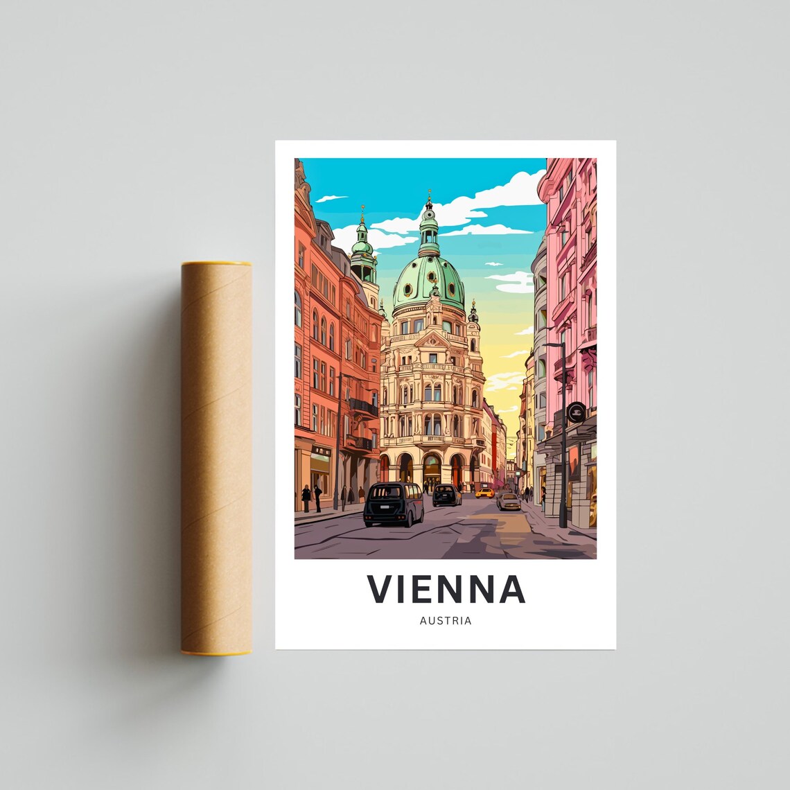 Personalized Vienna Austria Baroque Church Dome Custom Travel Poster - Image 2