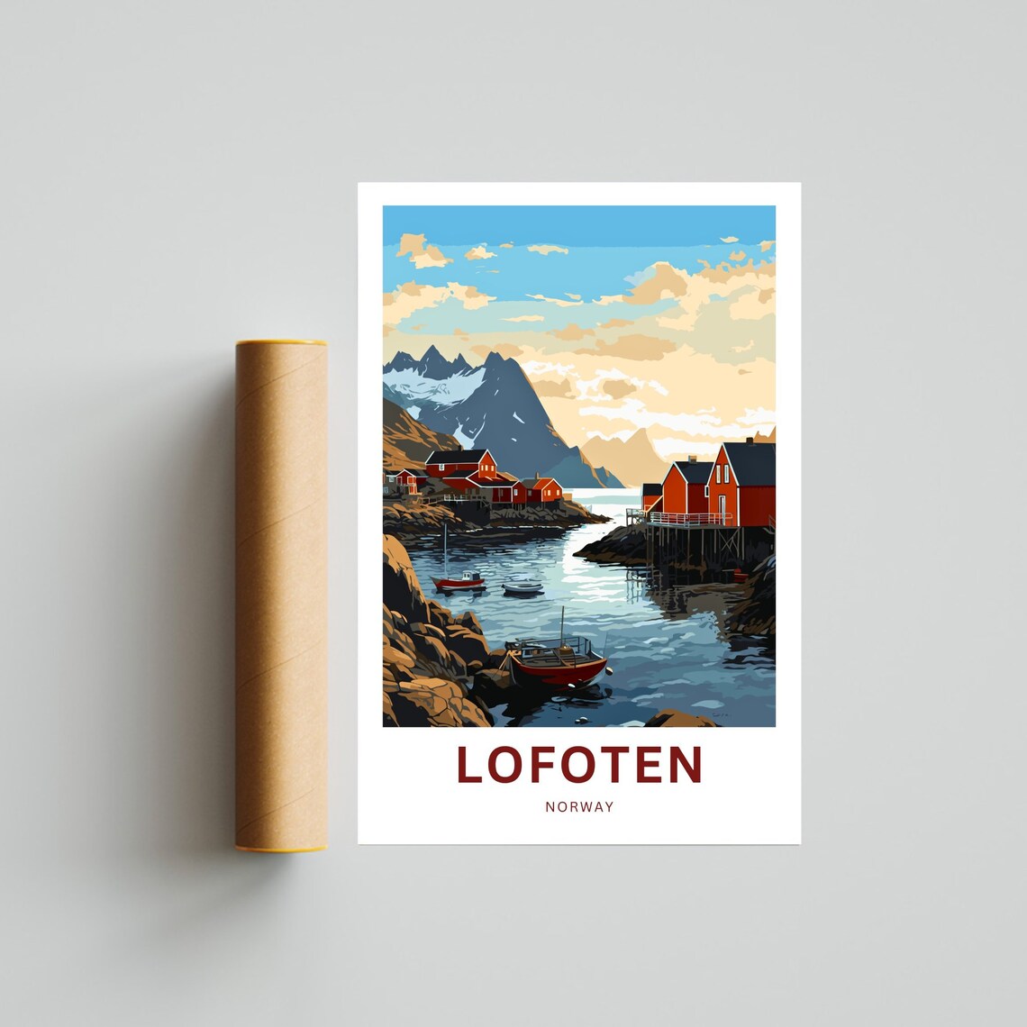 Lofoten Norway Harbor Boats Rocky Coast Mountains Personalized Poster - Image 4