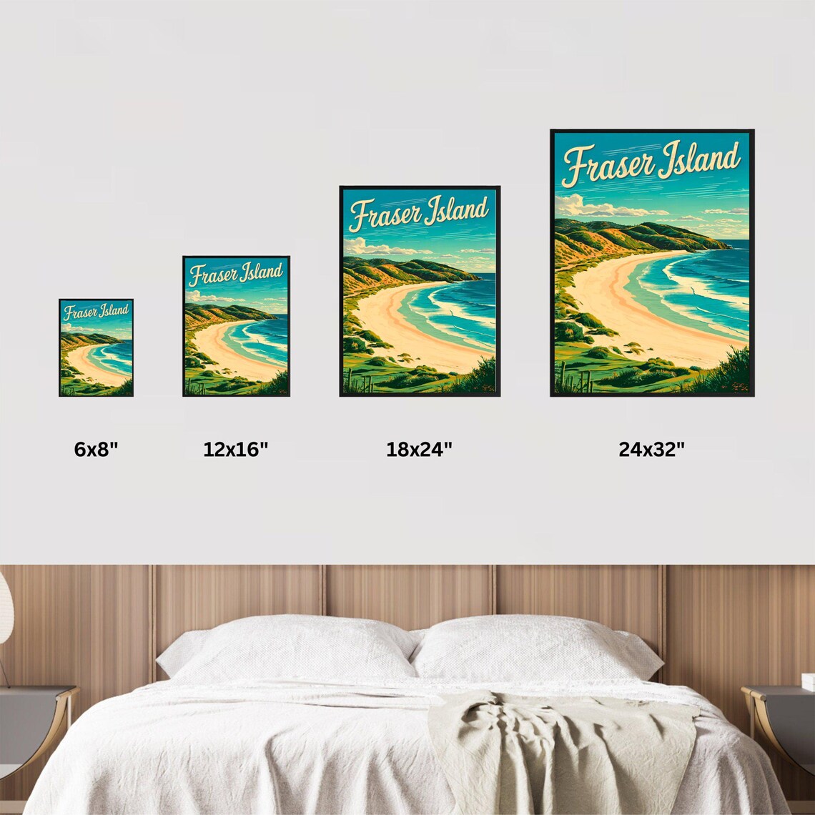 Fraser Island Australia Golden Beach Cove Vintage Travel Poster - Image 4