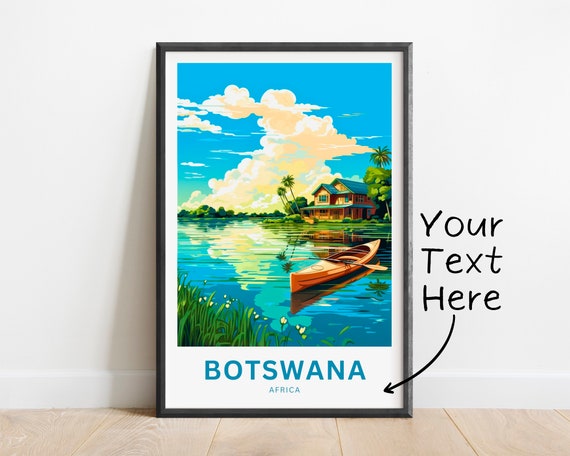 Personalized Botswana Travel Print Botswana Poster Africa Wall Art Framed Present Gift Africa Present