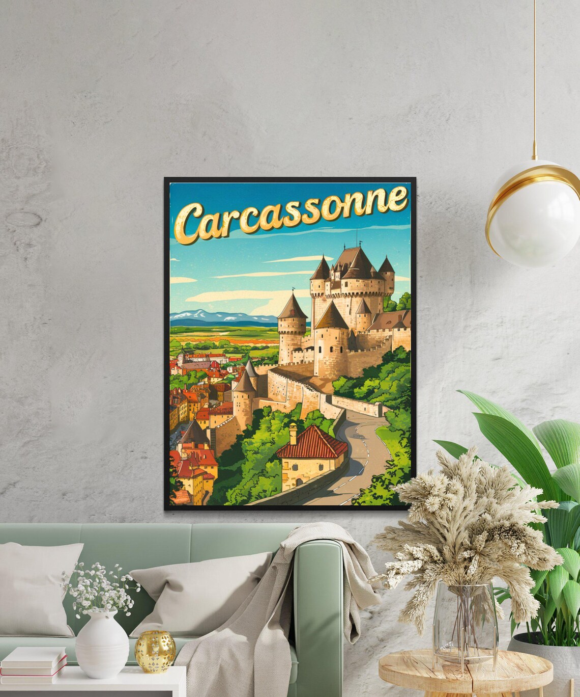 Carcassonne France Walled City Towers Classic Vintage Travel Poster - Image 2