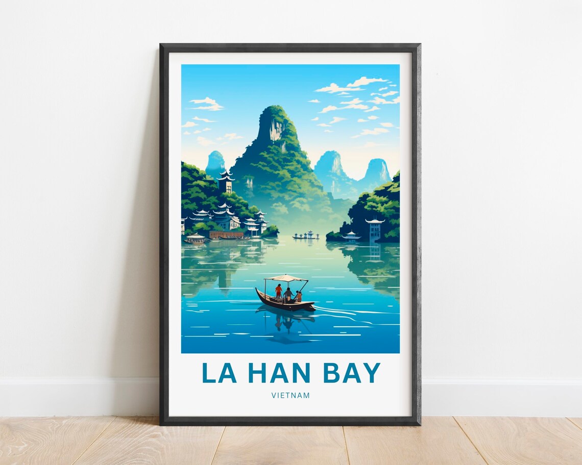 La Han Bay Vietnam Limestone Karst Bay Boat Scenic Travel Poster
