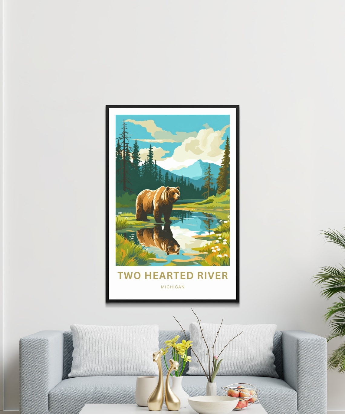 Two Hearted River Michigan Bear Lake Reflection Wildlife Travel Poster - Image 3
