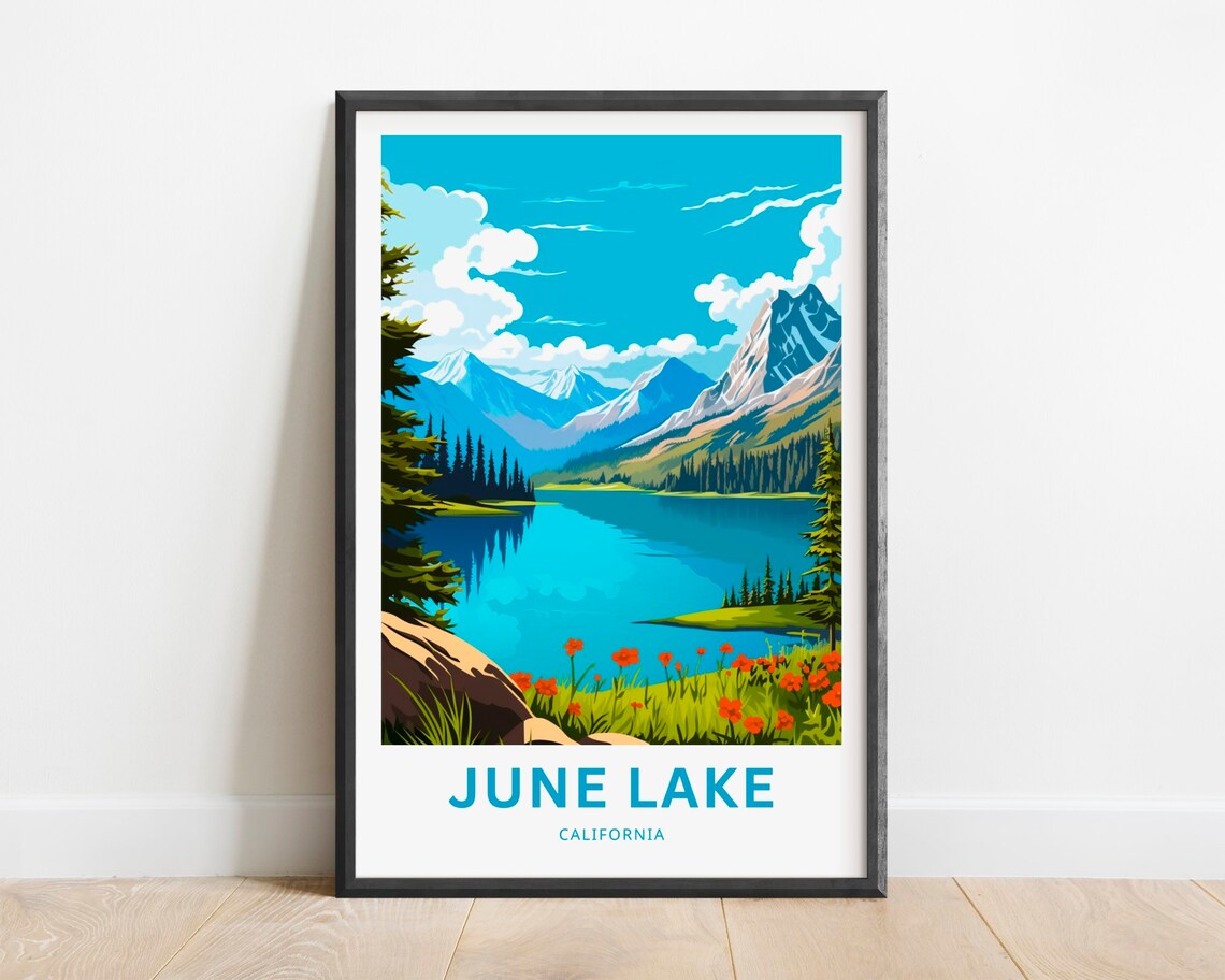 June Lake California Alpine Lake Wildflower Meadow Travel Poster