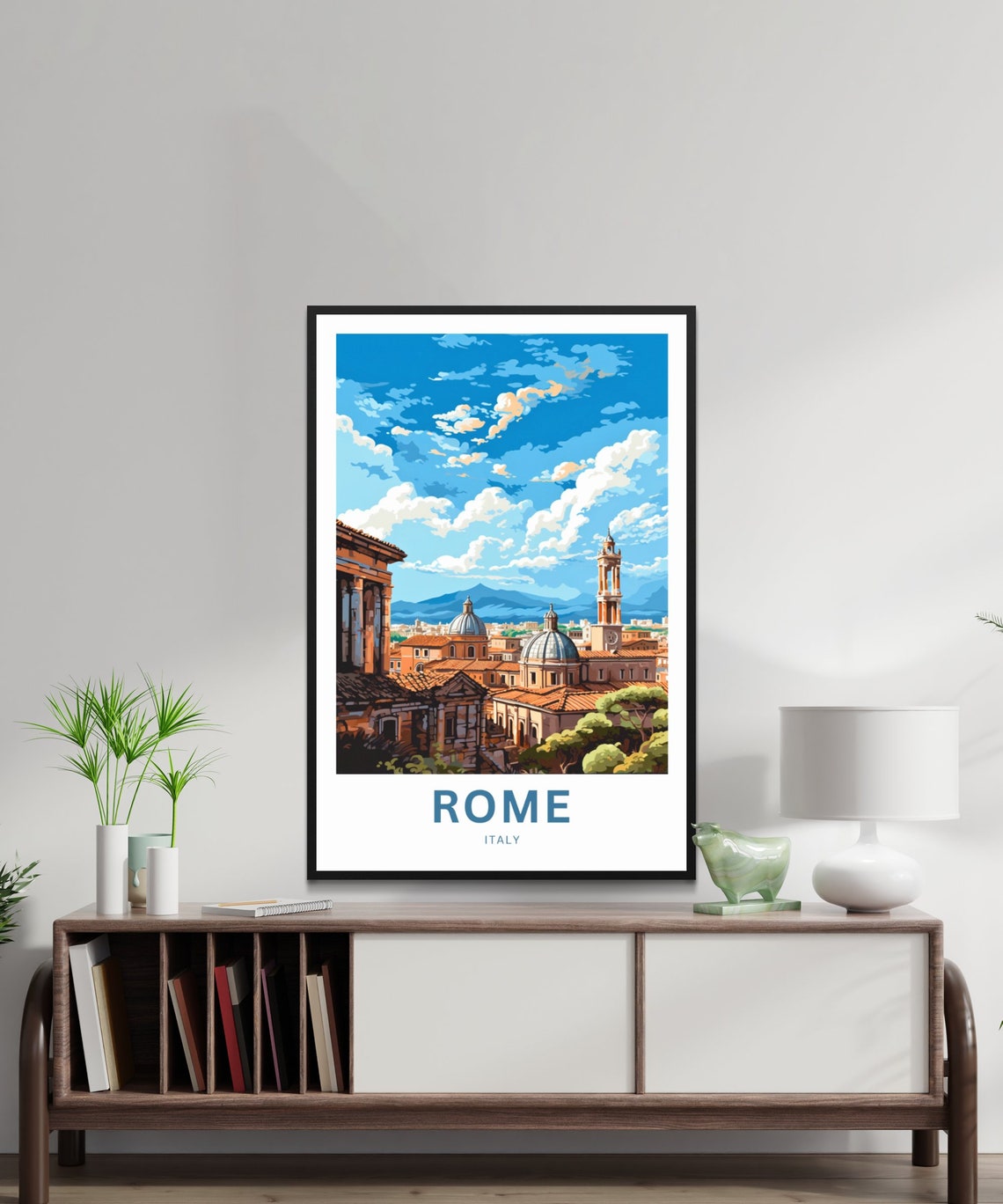 Rome Italy Rooftop Dome Skyline View Personalized Travel Poster - Image 2