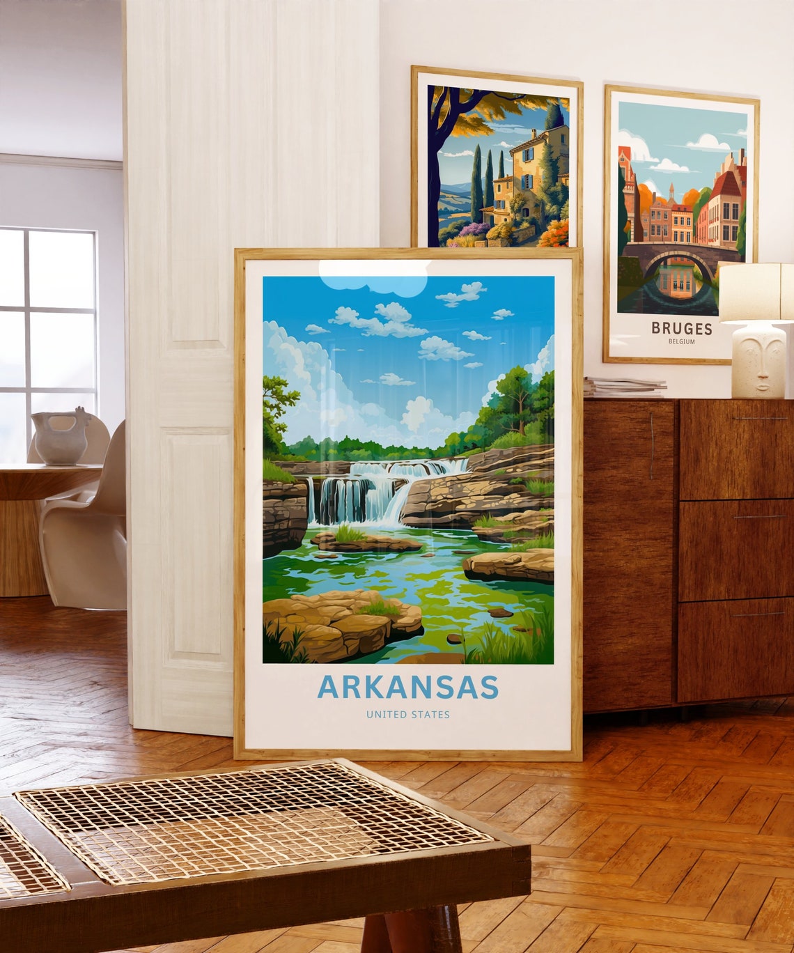Personalized Arkansas Waterfall Emerald Pool Custom Travel Poster - Image 5