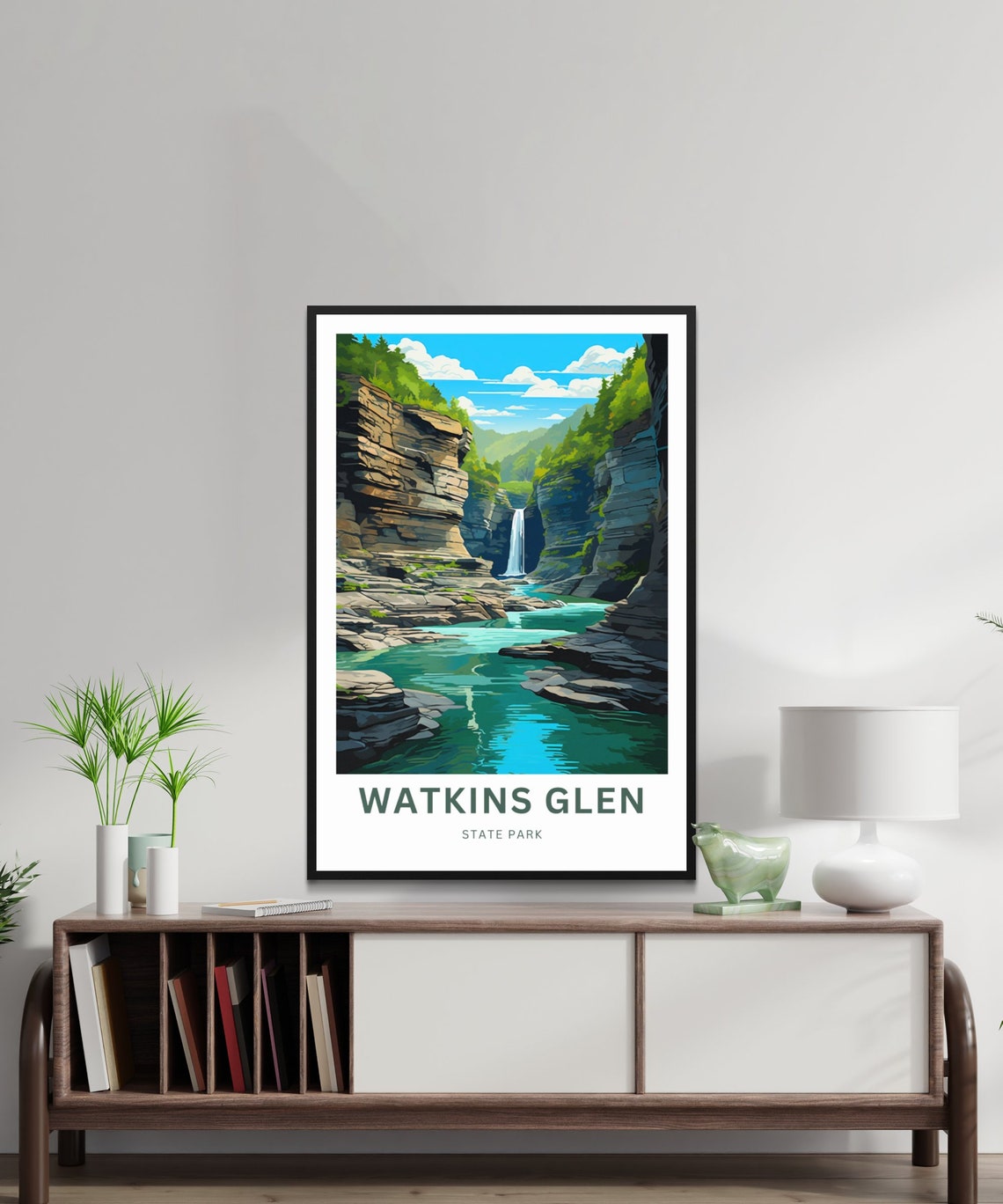 Watkins Glen State Park Waterfall Gorge Rock Cliffs Travel Poster - Image 2