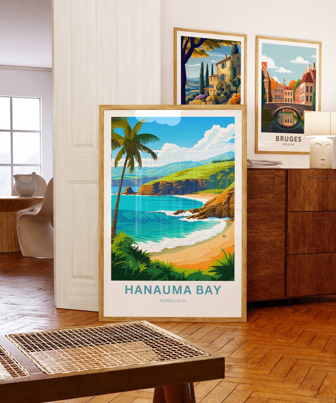 Hanauma Bay Honolulu Beach Cove Palms Personalized Travel Poster - Image 5