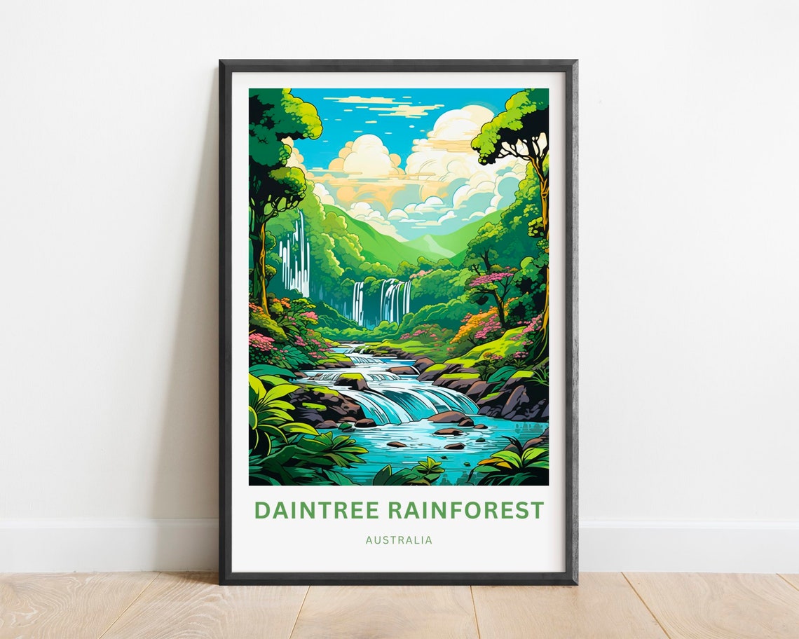 Daintree Rainforest Australia Waterfall Jungle River Travel Poster