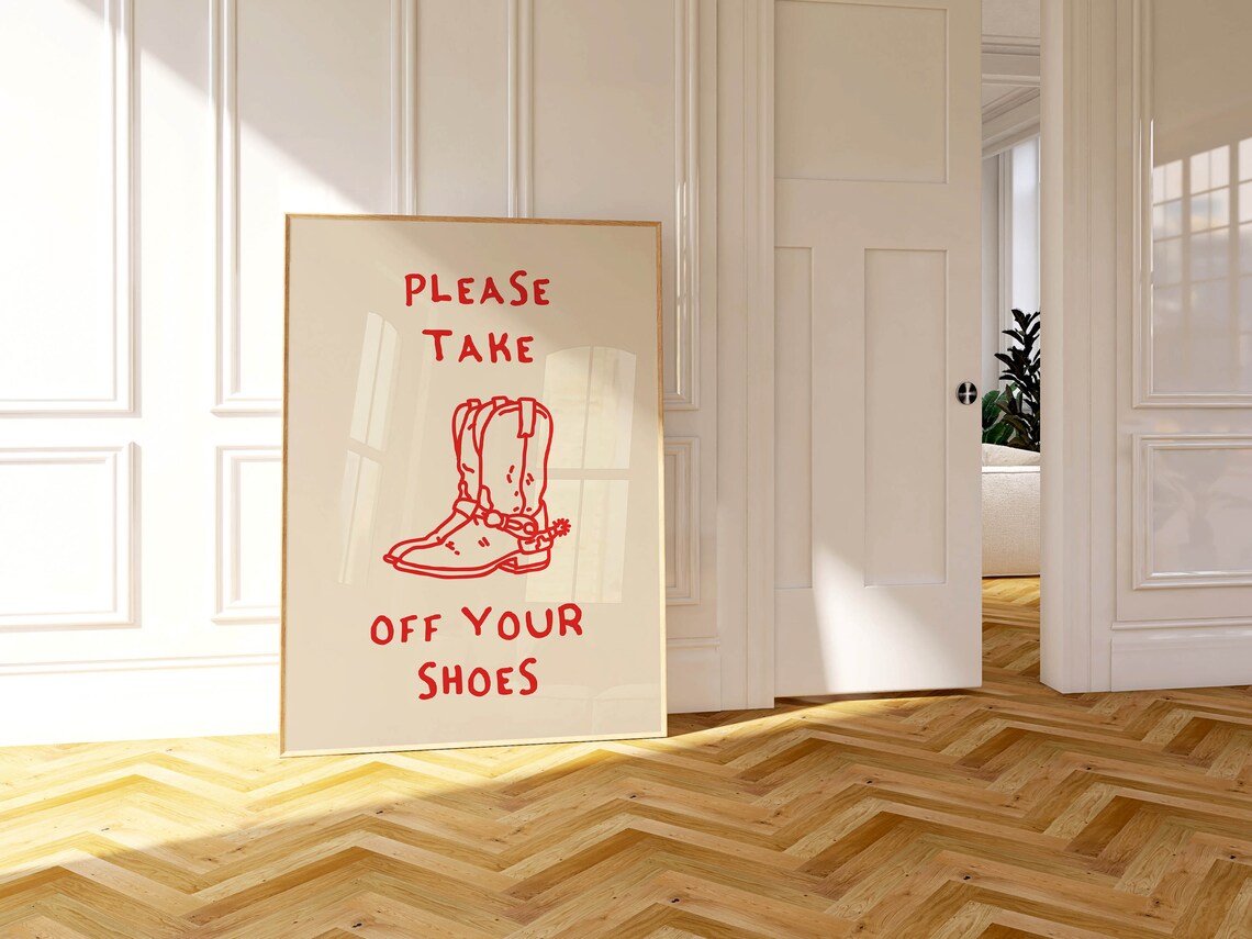 Please Take Off Your Shoes Cowboy Boots Poster Art - Image 3