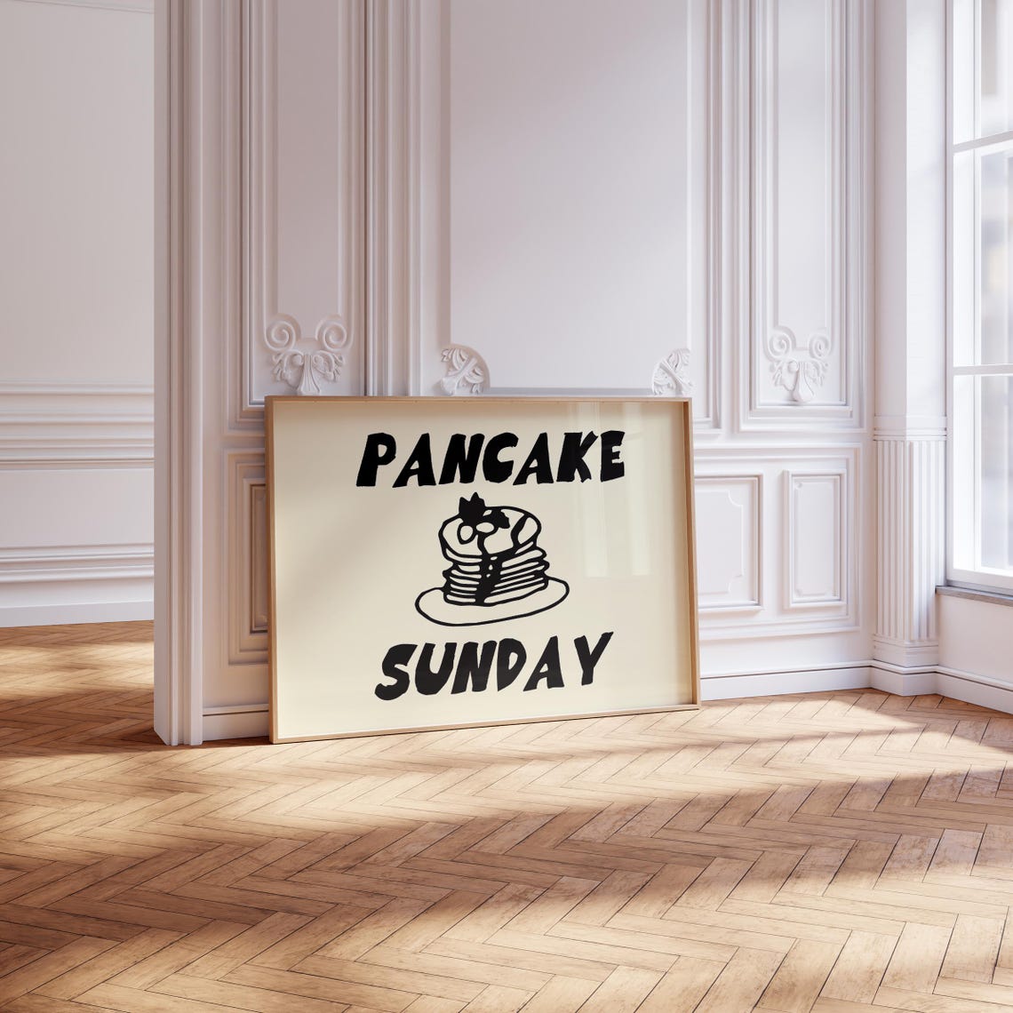Pancake Sunday Breakfast Stack Bold Retro Kitchen Quote Poster - Image 3