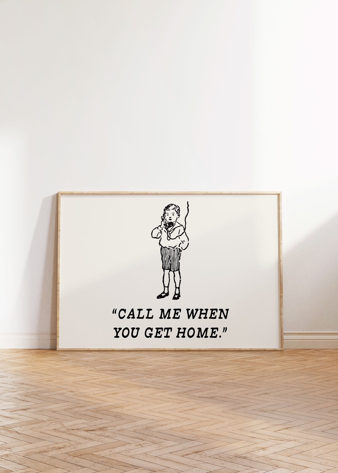 Call Me When You Get Home Vintage Telephone Boy Quote Poster