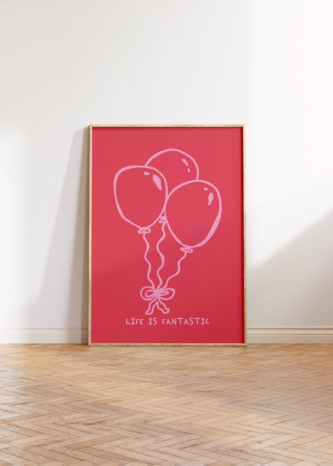 Life Is Fantastic Pink Balloons Birthday Party Celebration Poster - Image 5