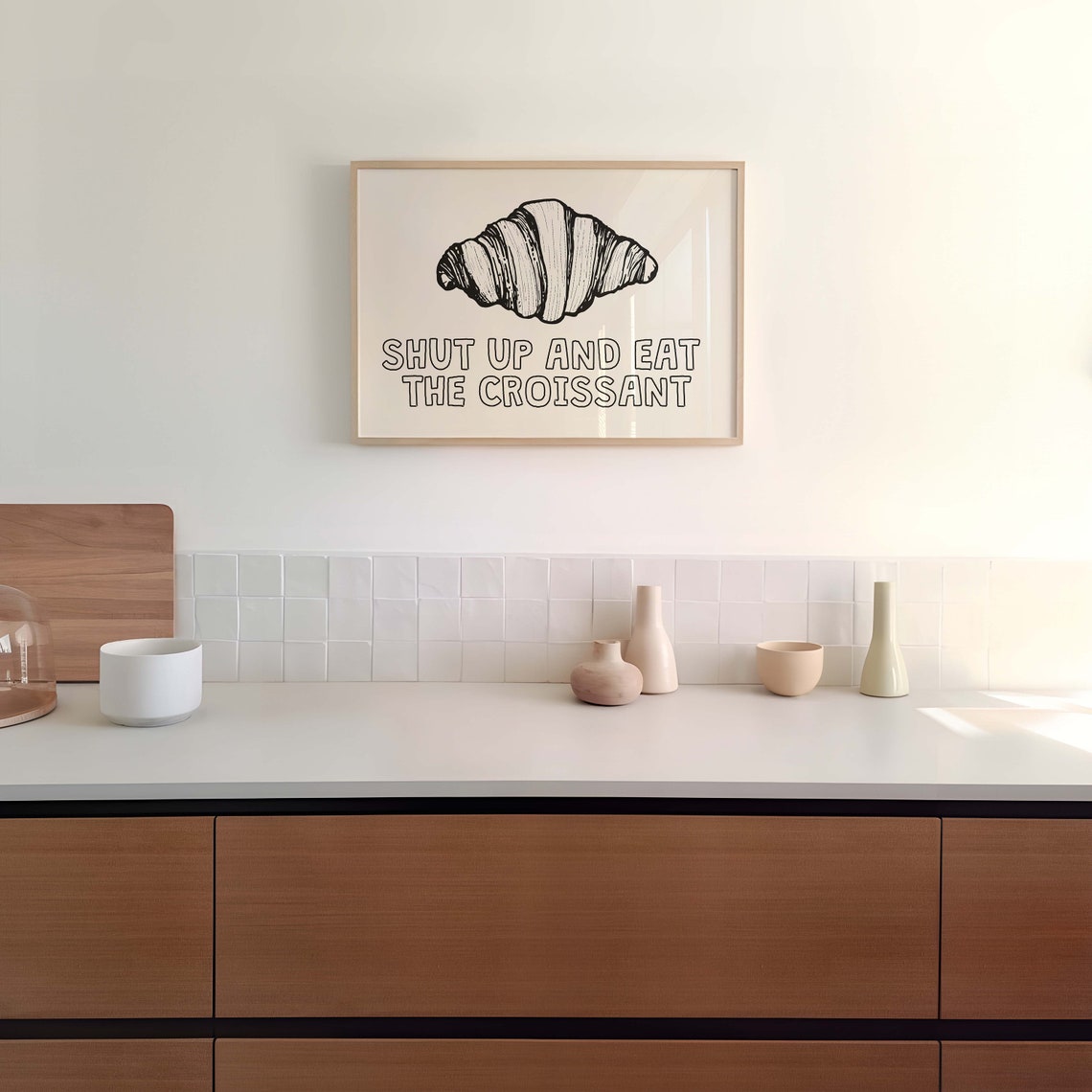 Shut Up and Eat the Croissant Funny French Bakery Kitchen Art Poster - Image 3