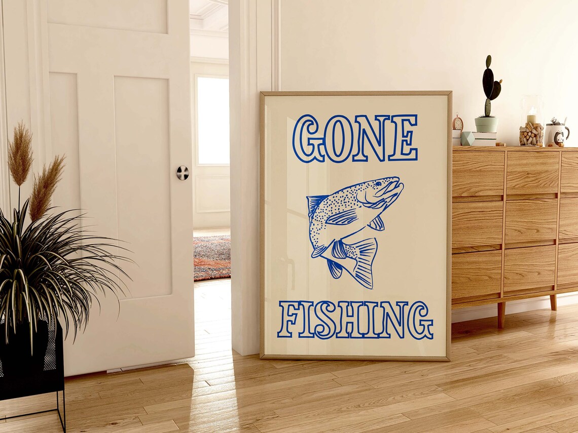 Gone Fishing Retro Beach Poster, Funny Quote Print - Image 4