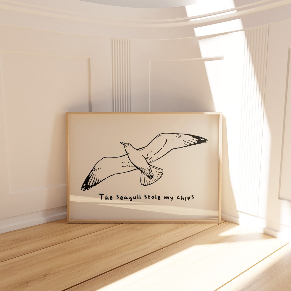 The Seagull Stole My Chips Funny Coastal Bird Sketch Quote Poster - Image 4