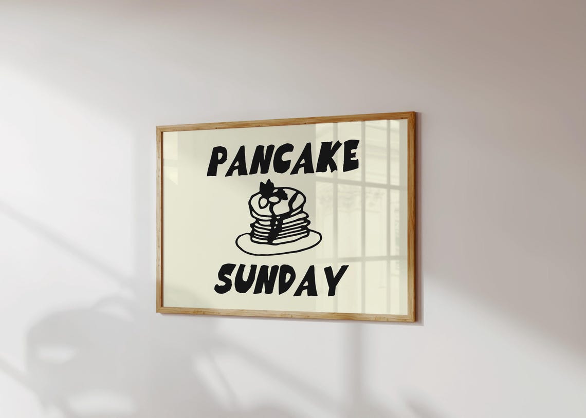 Pancake Sunday Breakfast Stack Bold Retro Kitchen Quote Poster - Image 2