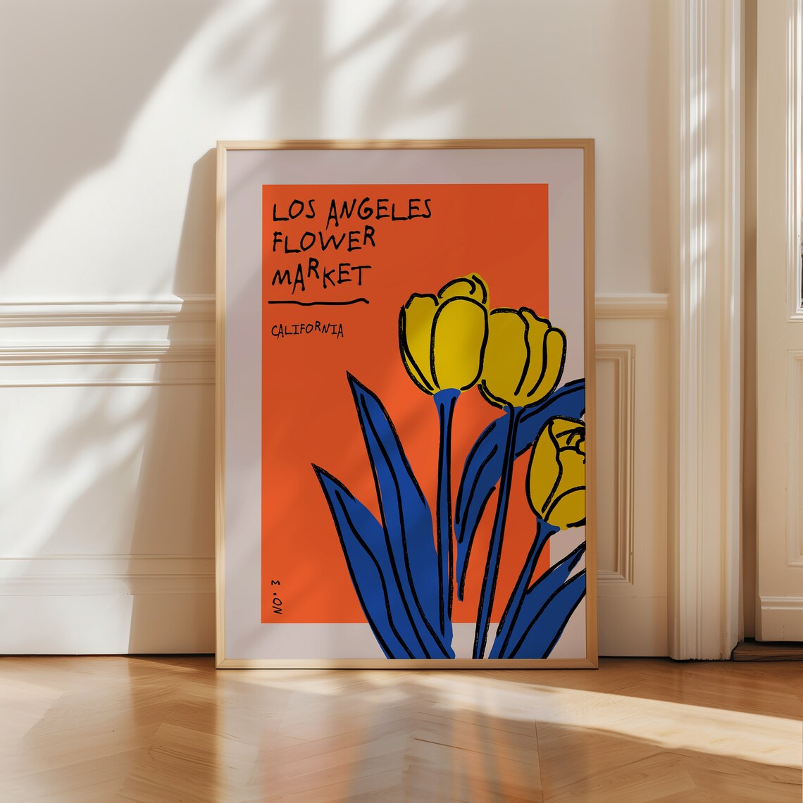 Los Angeles Flower Market California Bold Tulip Orange Art Poster - Image 3