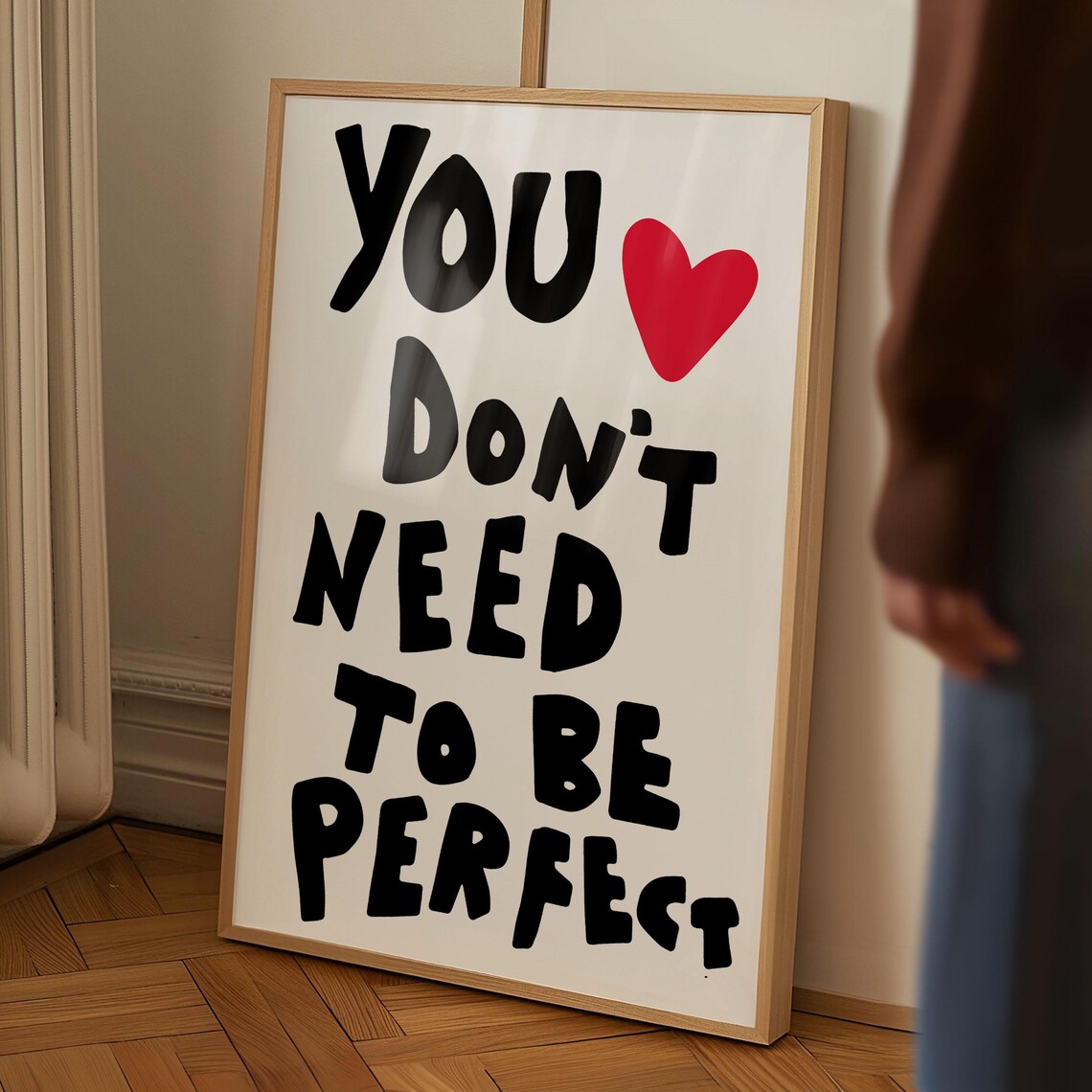 You Dont Need To Be Perfect Red Heart Motivational Quote Poster - Image 3