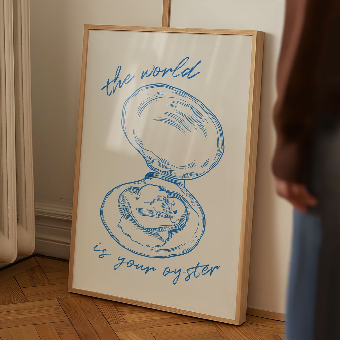 The World Is Your Oyster Blue Shell Script Quote Kitchen Decor Poster - Image 5