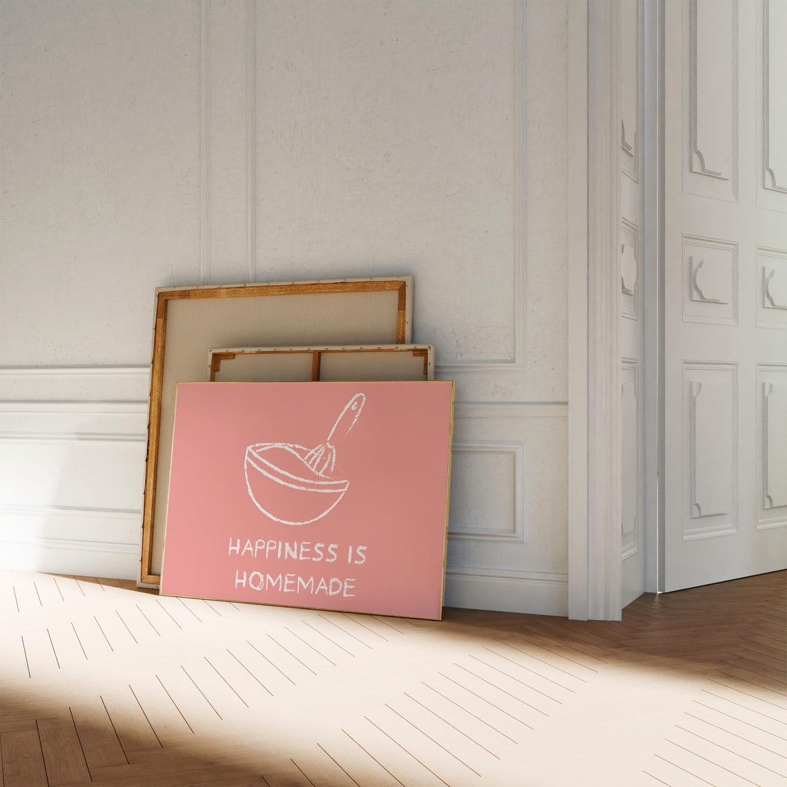 Happiness Is Homemade Pink Bowl Whisk Sketch Kitchen Quote Poster - Image 3