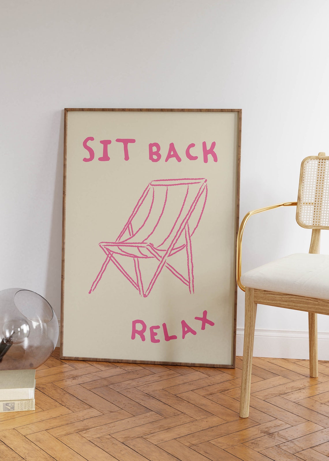 Sit Back Relax Pink Chair Minimalist Quote Art Home Decor Poster - Image 4