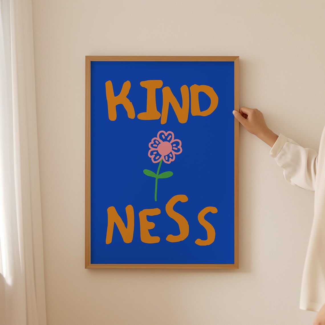 Kindness Bold Orange Floral Motivational Typography Wall Poster - Image 3