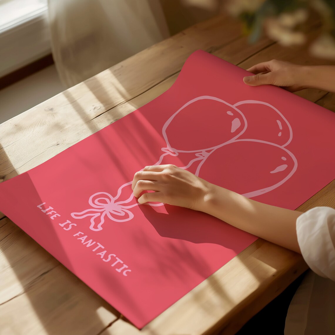 Life Is Fantastic Pink Balloons Birthday Party Celebration Poster - Image 2