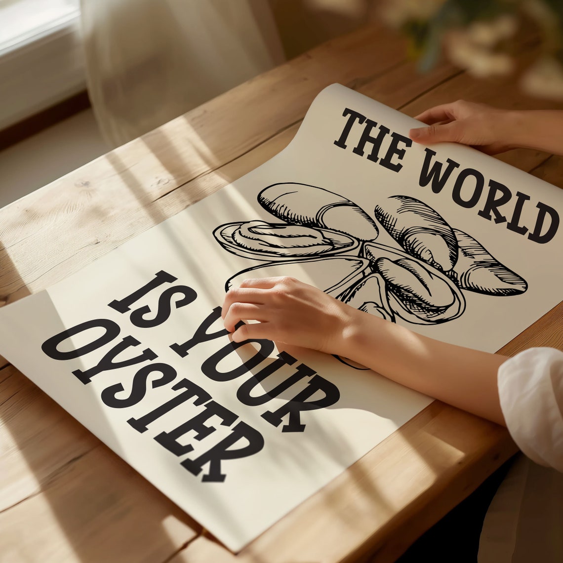 The World Is Your Oyster Black Seafood Kitchen Kitchen Decor Poster - Image 2