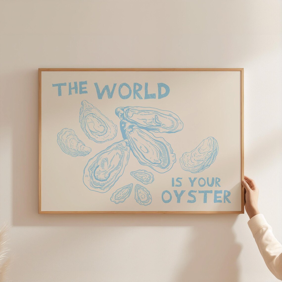 The World Is Your Oyster Funny Kitchen Seafood Blue Wall Poster - Image 2