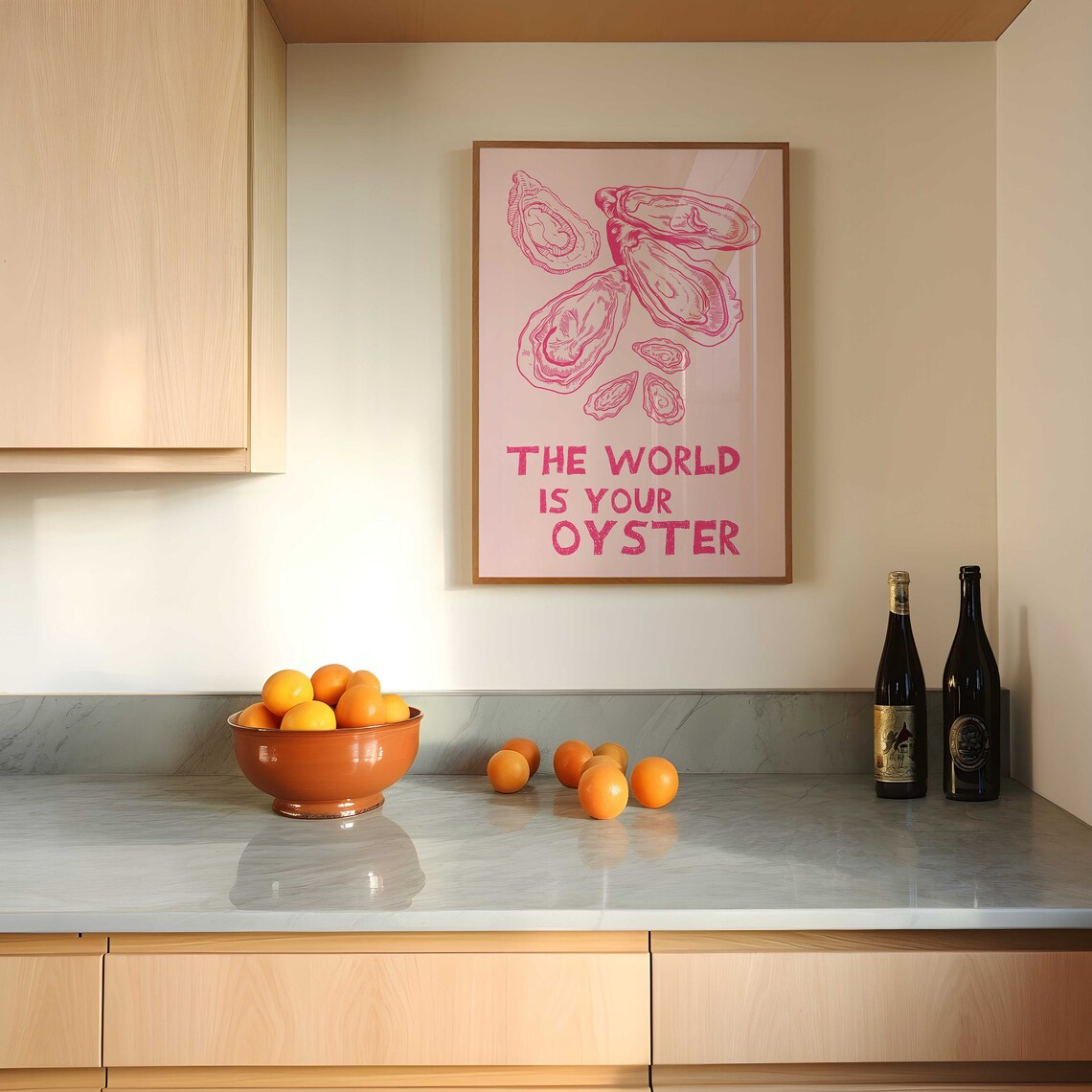 The World Is Your Oyster Pink Kitchen Quote Art Kitchen Decor Poster - Image 4