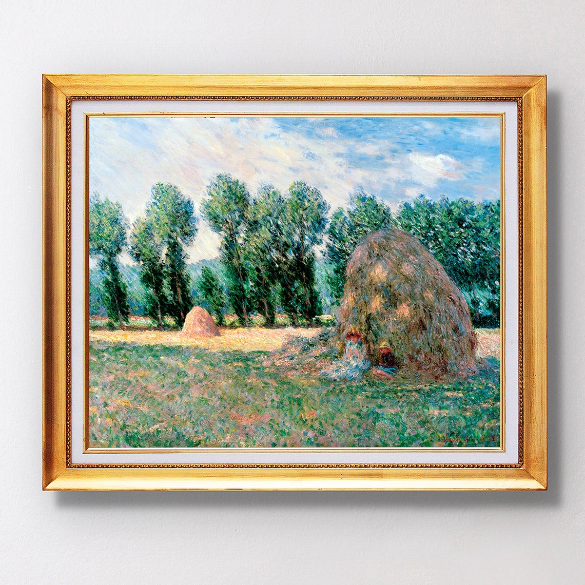 Claude Monet Haystacks 1885 Summer Field Trees Sunlight Wall Art